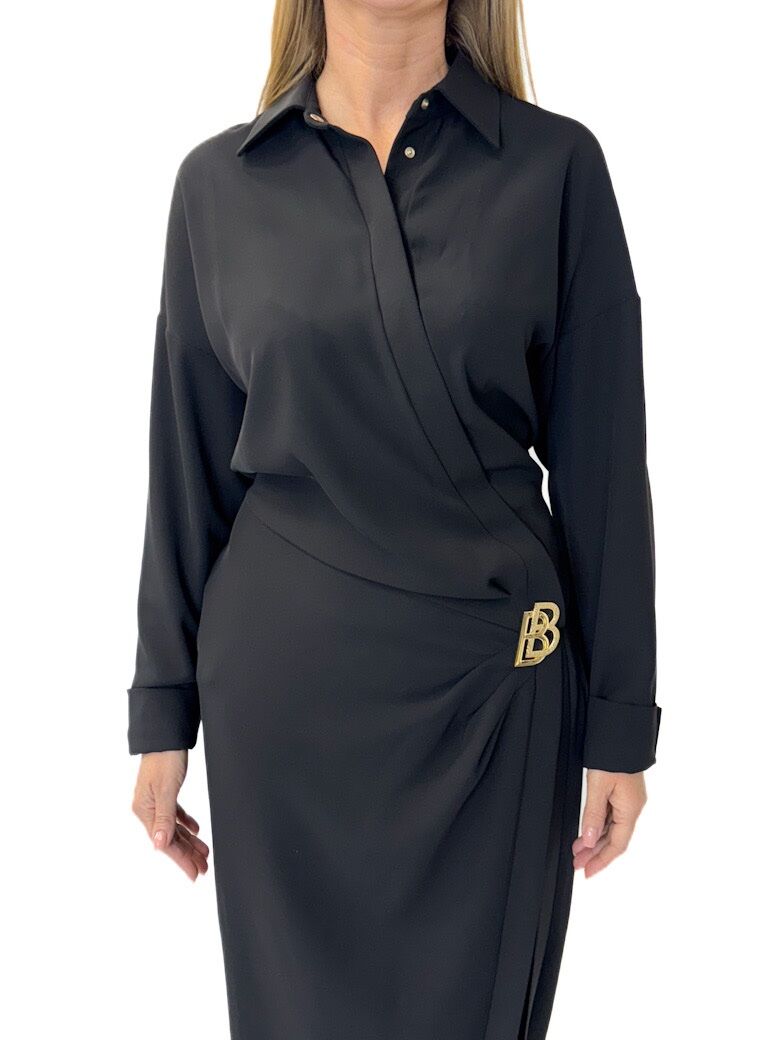 DŁUGA CZARNA ELEGANCKA SUKIENKA BABYLON MS00985 - obrazek 3