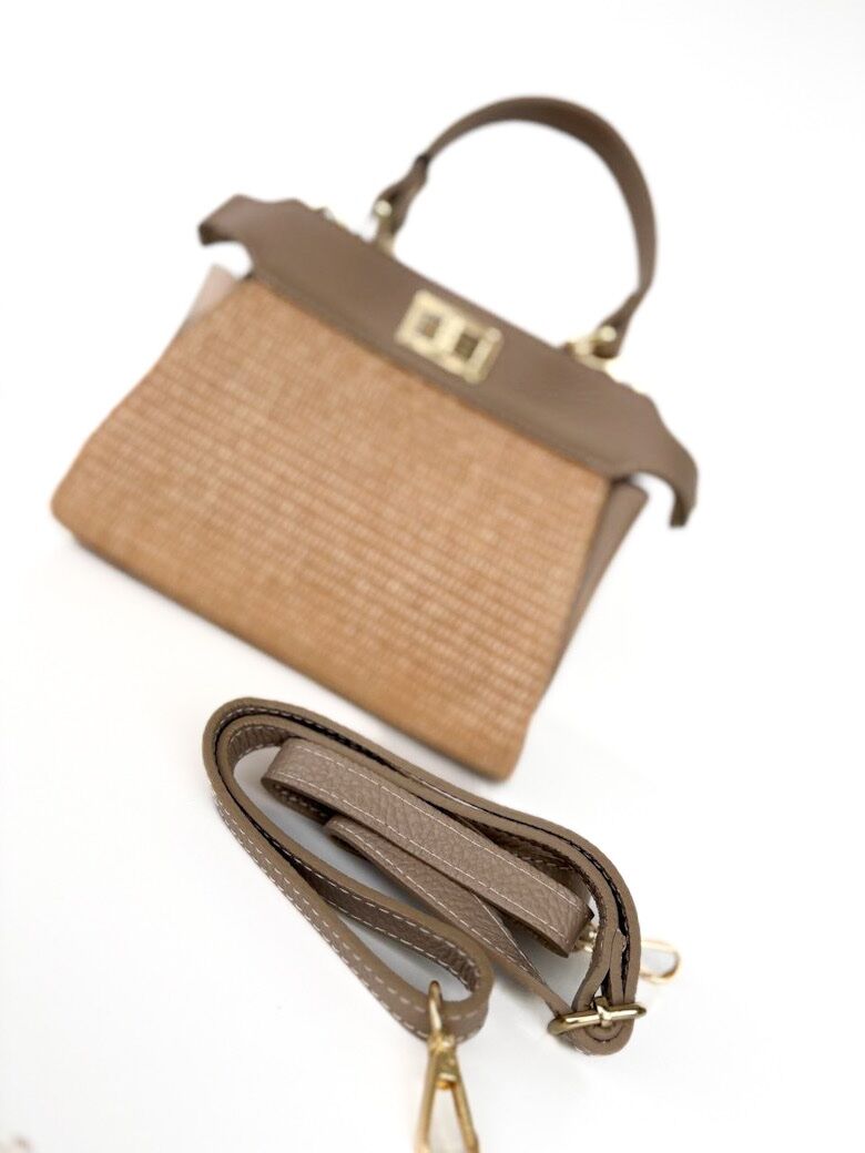 TOREBKA PLECIONA SKÓRZANA BEŻOWA MAŁA 3595261 - obrazek 3