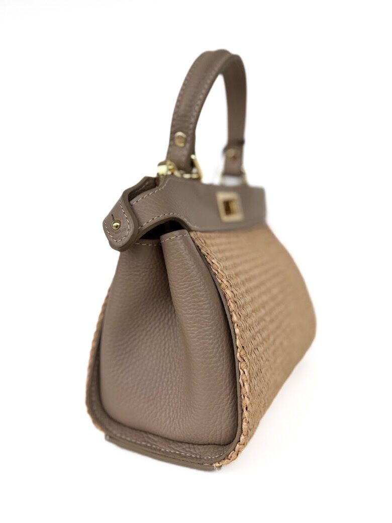 TOREBKA PLECIONA SKÓRZANA BEŻOWA MAŁA 3595261 - obrazek 2