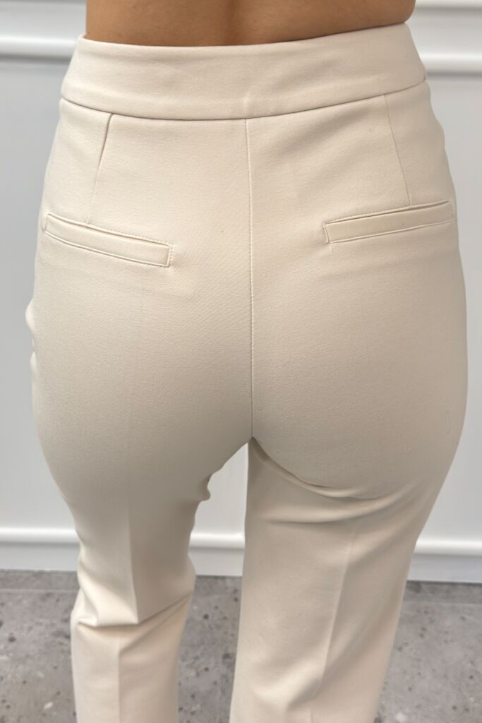 Kremowe damskie spodnie z materiału Silence SLP014 - obrazek 6