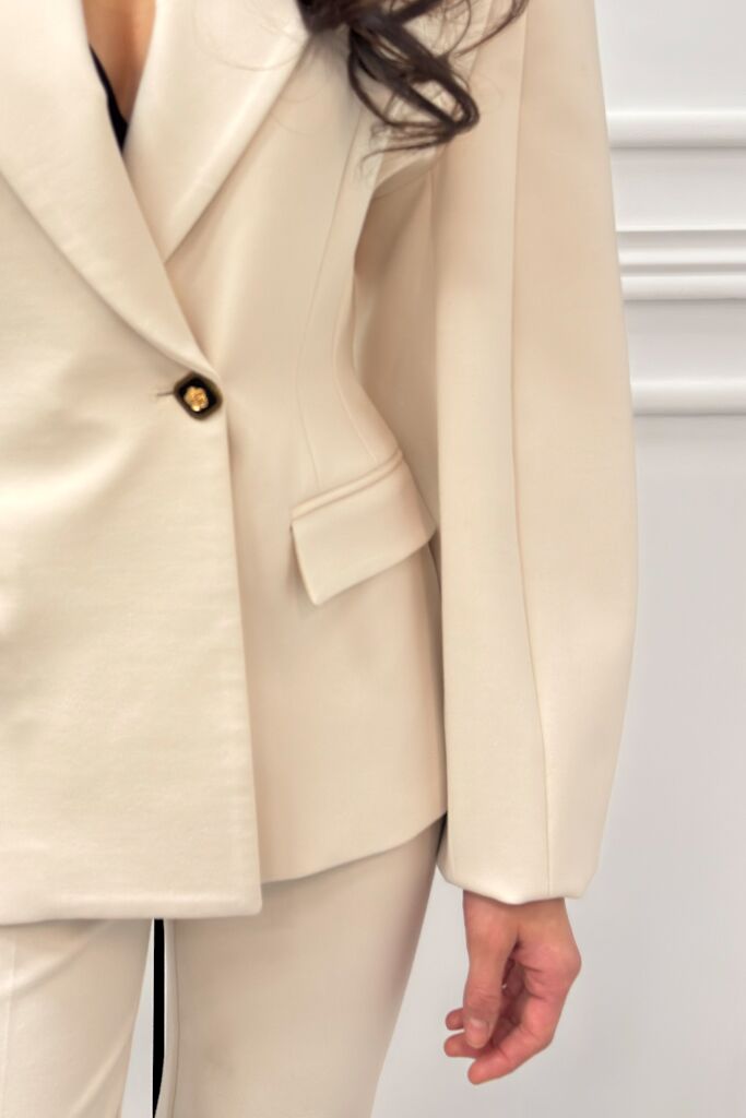 Kremowa marynarka z balonowymi rękawami Silence GI5308 - obrazek 5