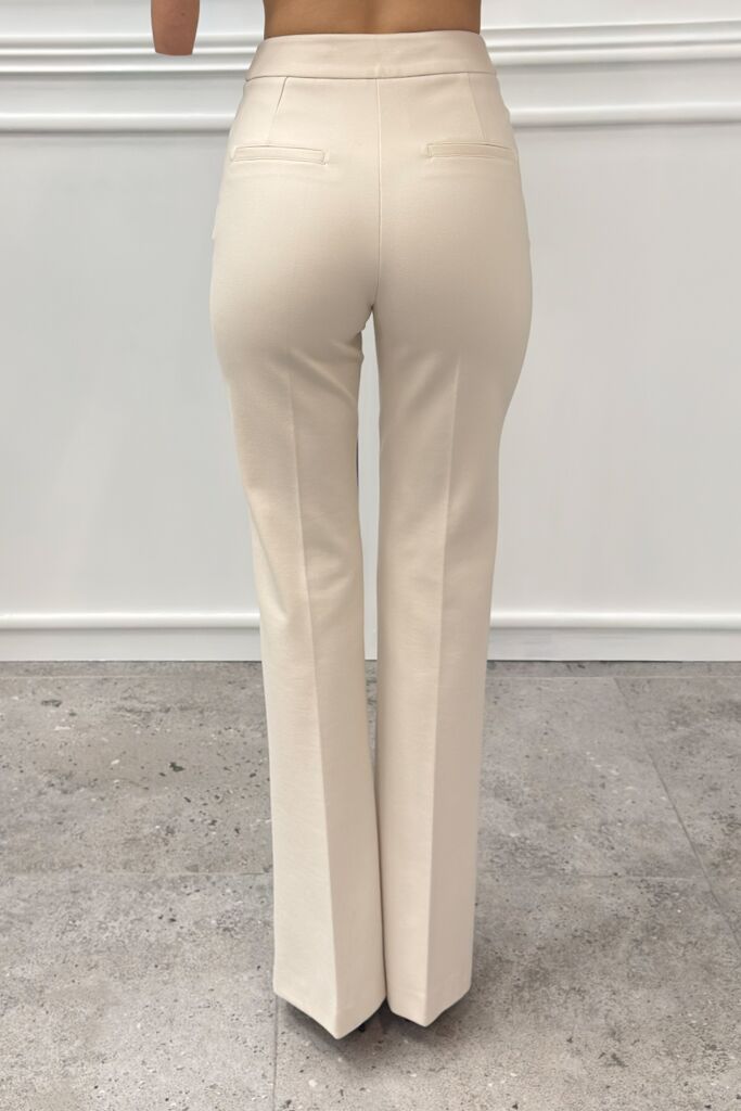 Kremowe damskie spodnie z materiału Silence SLP014 - obrazek 3
