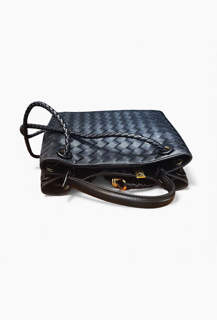 Czarna pleciona torebka ze skóry naturalnej Savage 70LZ - obrazek 3