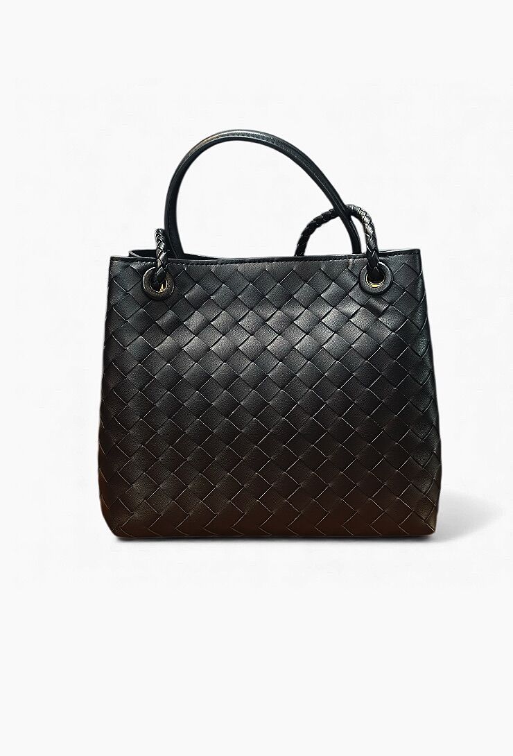 Czarna pleciona torebka ze skóry naturalnej Savage 70LZ - obrazek 2