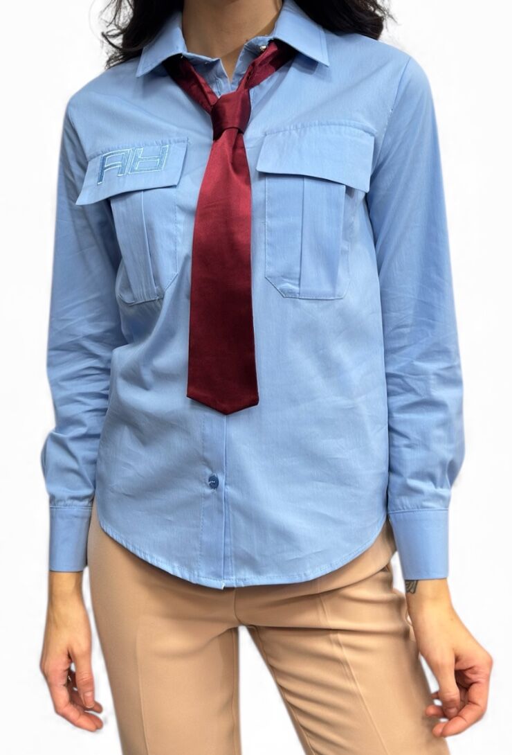 Błękitna koszula z krawatem Artigli ACCA003347 - obrazek 2