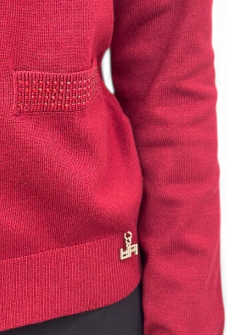 Bordowy sweter kardigan zapinany na napy Artigli ACMA002875 - obrazek 6