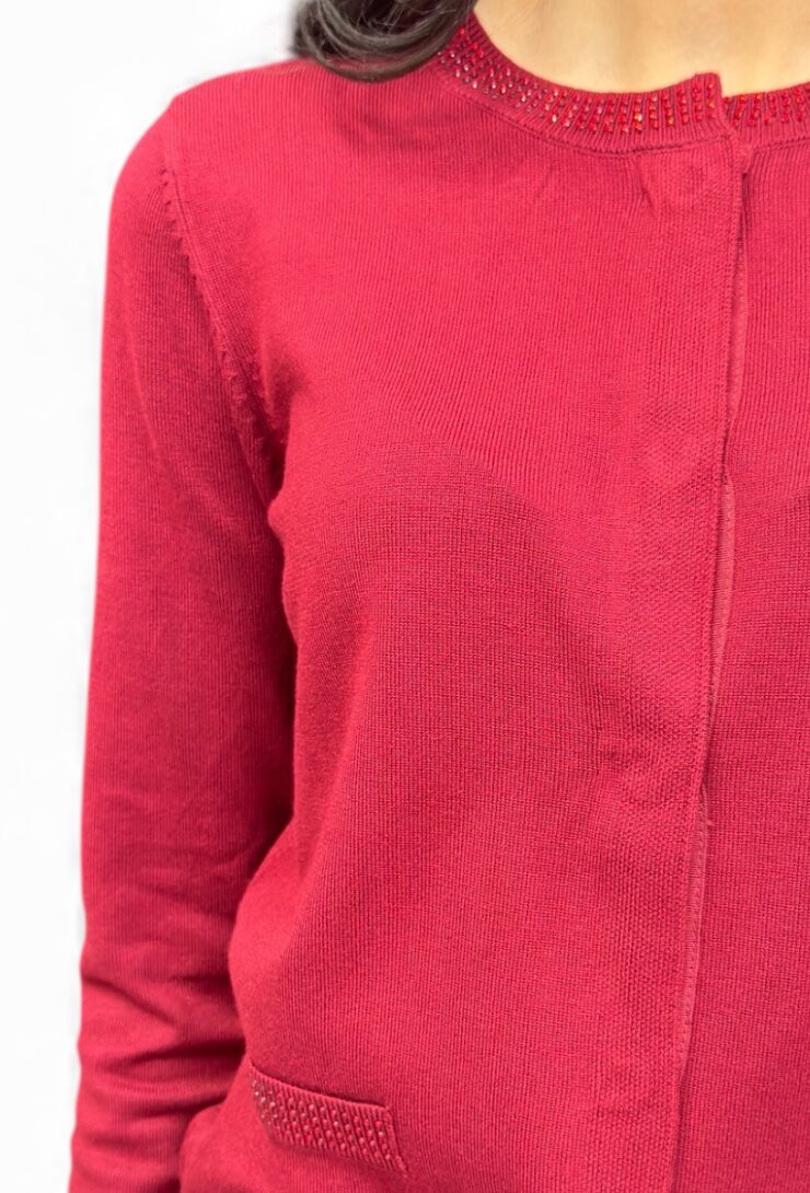 Bordowy sweter kardigan zapinany na napy Artigli ACMA002875 - obrazek 5