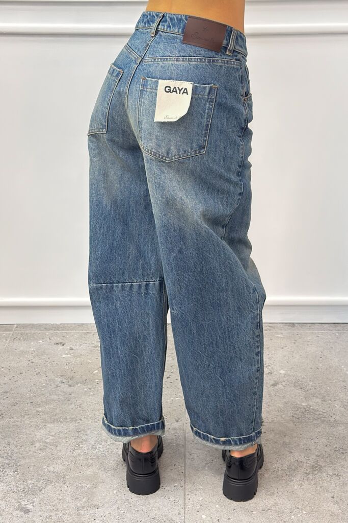 Niebieskie luźne spodnie jeansy damskie Souvenir M39F0424 - obrazek 3