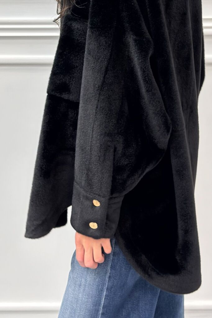 Czarna kurtka damska kożuszek Silence GP251 - obrazek 7