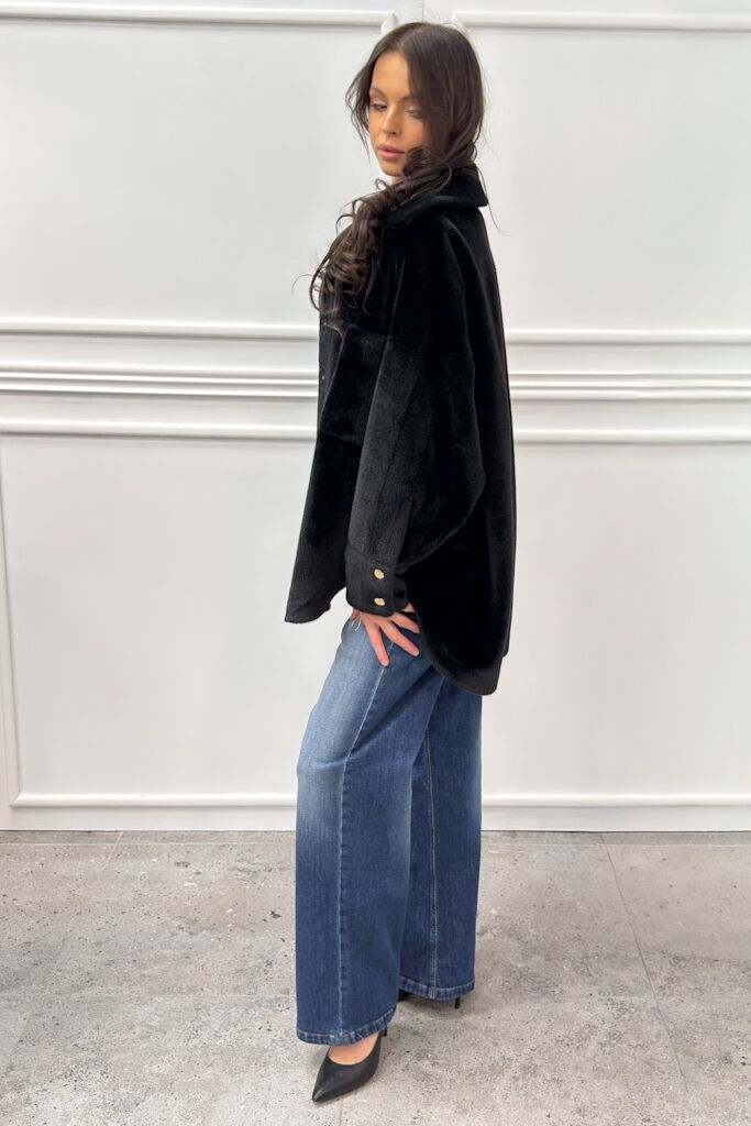 Czarna kurtka damska kożuszek Silence GP251 - obrazek 4