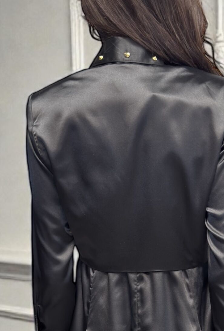 Czarna mini sukienka z połyskiem Gil Santucci 22XPT925AA - obrazek 5