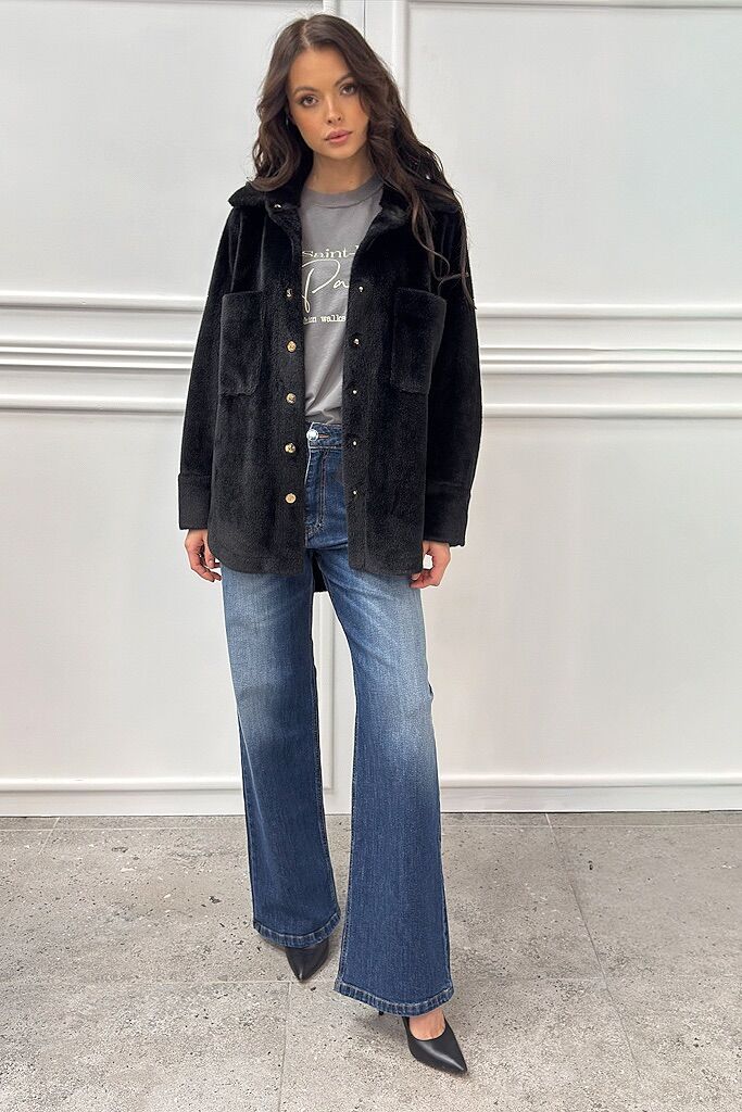 Czarna kurtka damska kożuszek Silence GP251