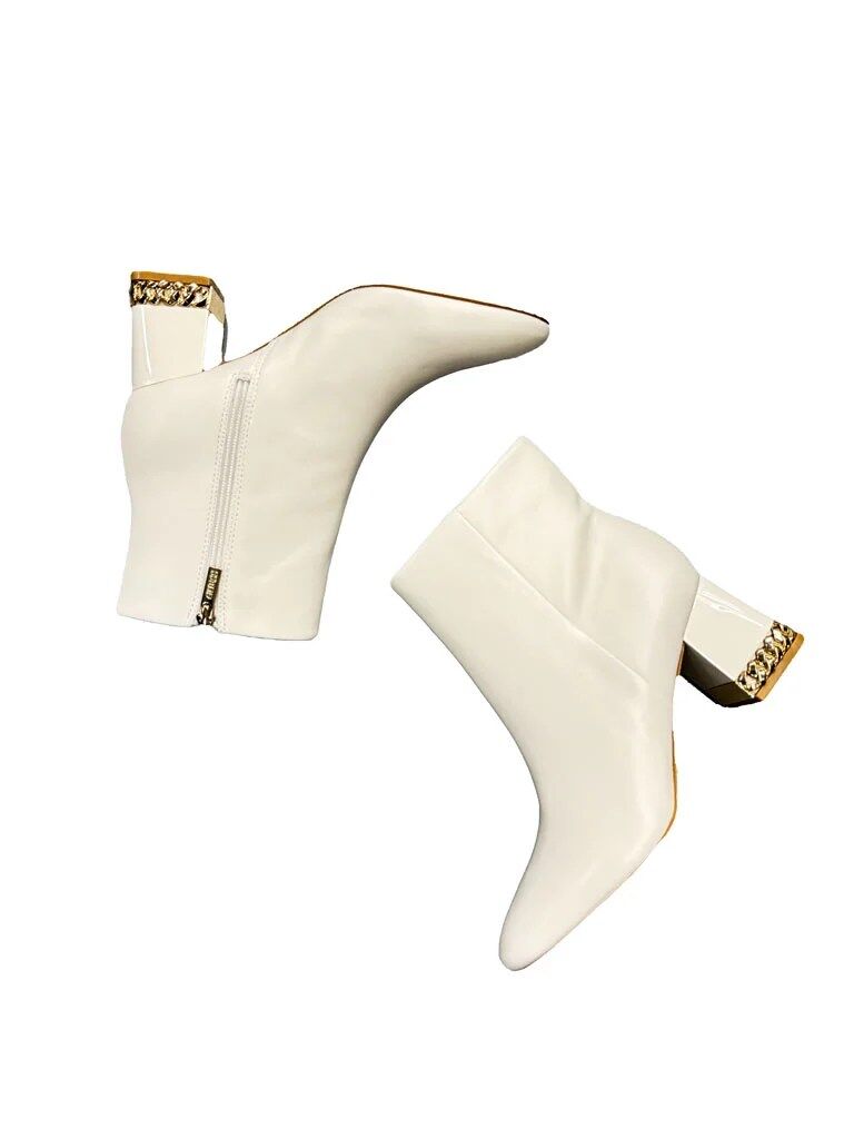 BUTY ZIMOWE BIAŁE SKÓRZANE BOTKI DO KOSTKI GUESS FL7FDDLEA10