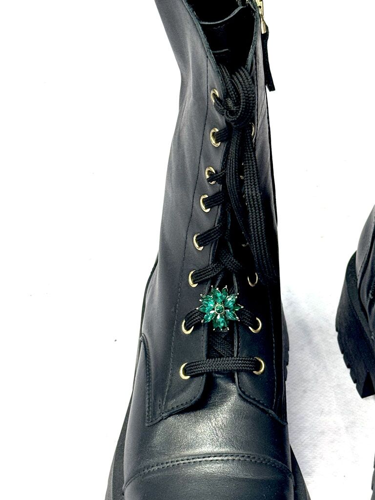 BUTY ZIMOWE CZARNE TRAPERY Z OZDOBNYM KAMIENIEM LESTROSA 6585 - obrazek 2