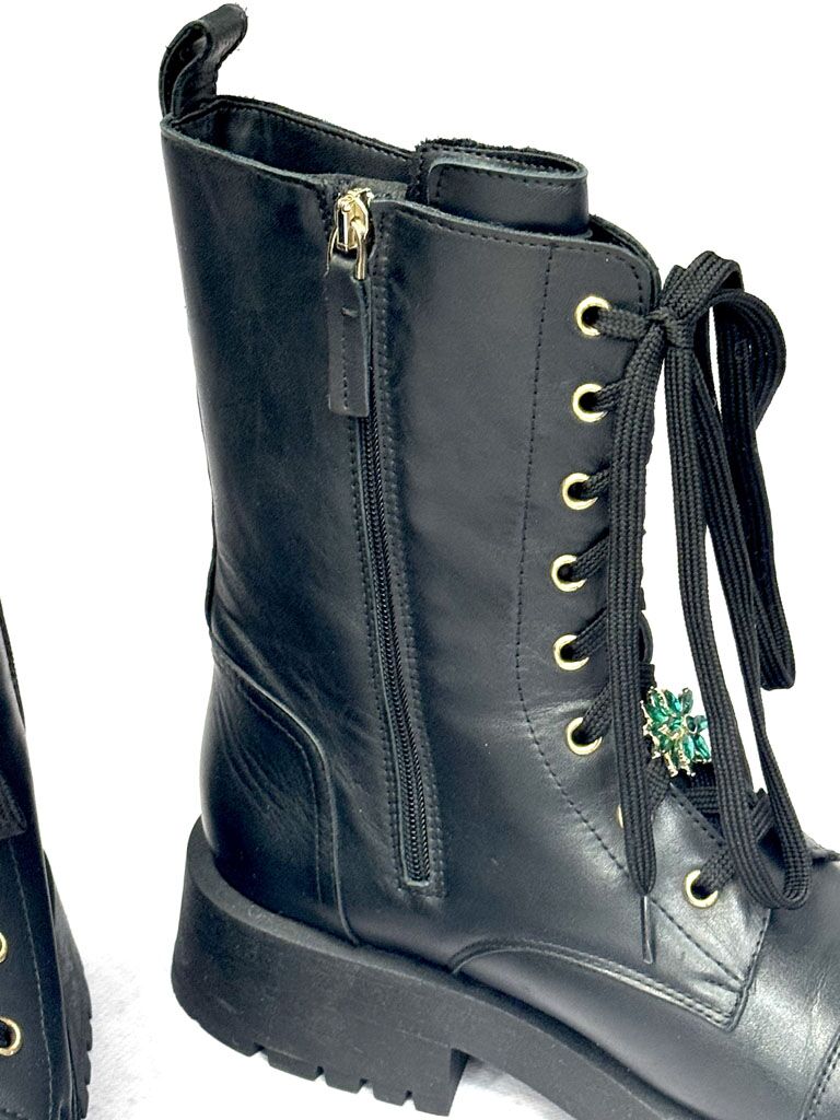 BUTY ZIMOWE CZARNE TRAPERY Z OZDOBNYM KAMIENIEM LESTROSA 6585 - obrazek 3