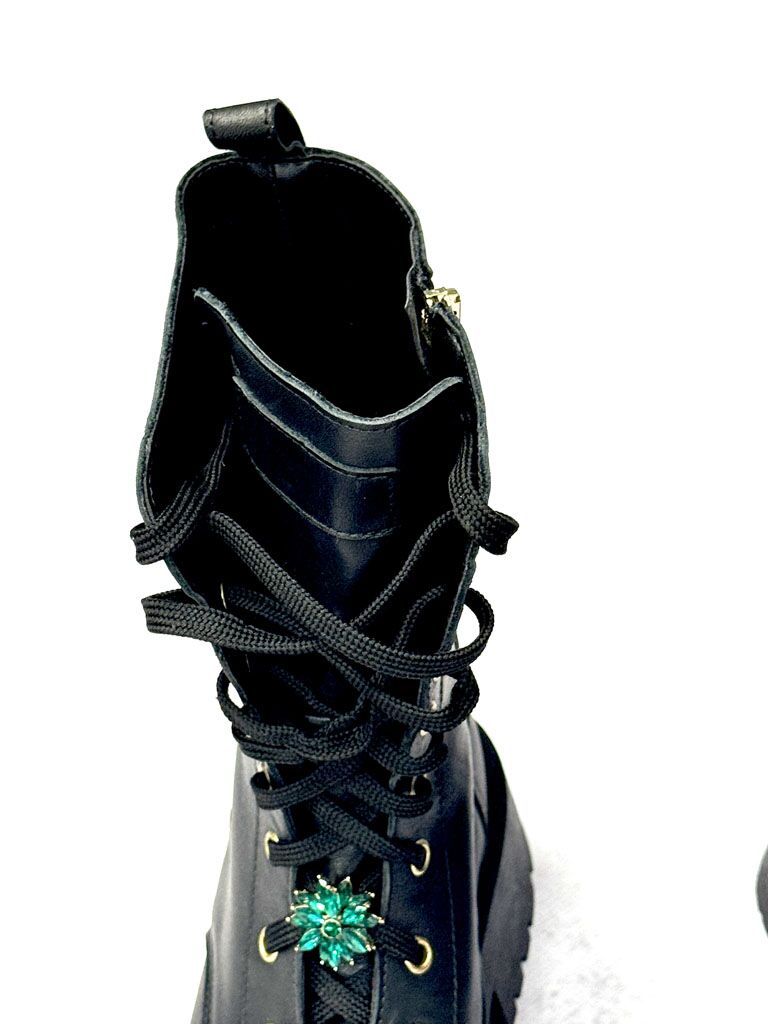 BUTY ZIMOWE CZARNE TRAPERY Z OZDOBNYM KAMIENIEM LESTROSA 6585 - obrazek 4
