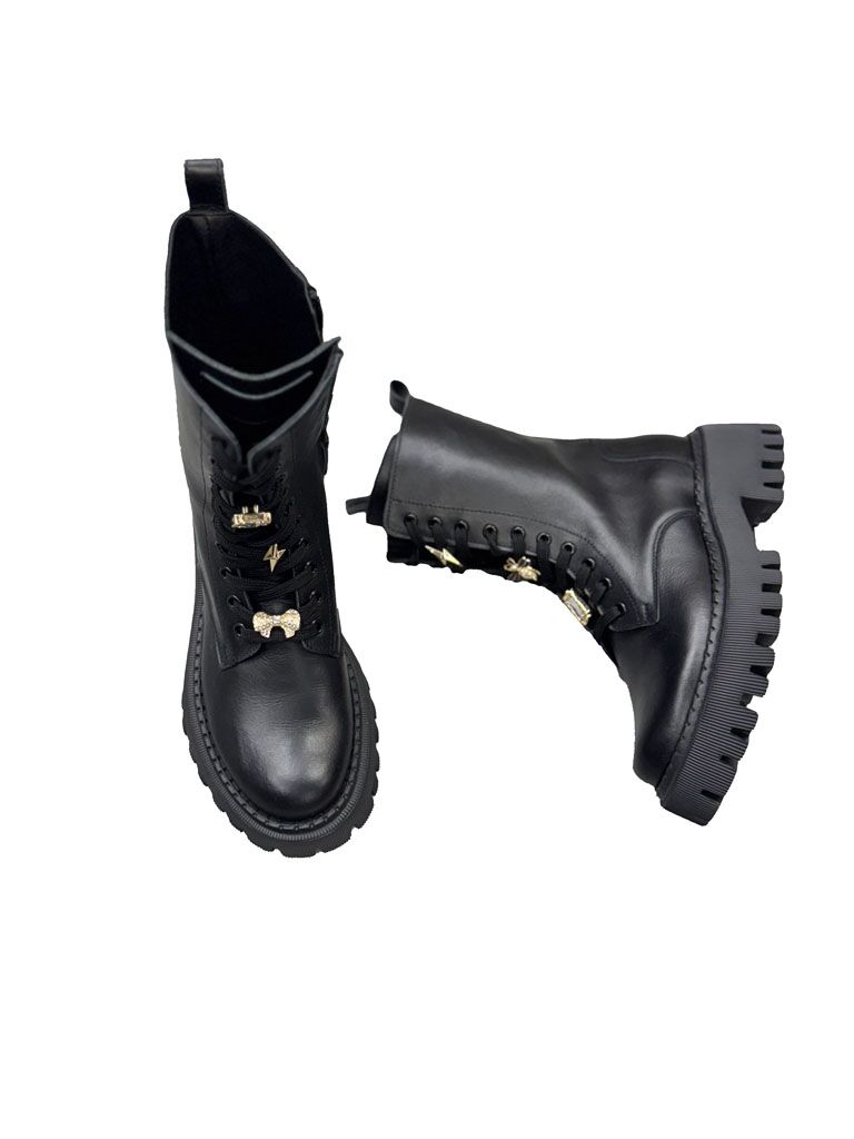 BUTY ZIMOWE CZARNE SKÓRZANE TRAPERY LESTROSA V154