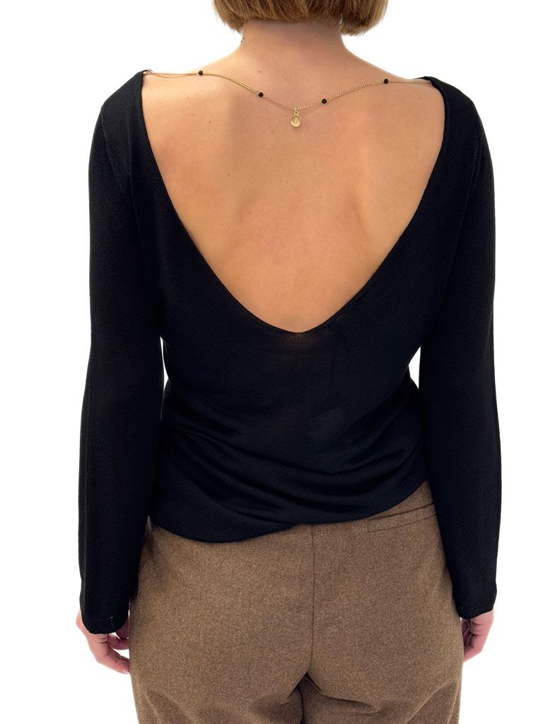 SWETER CZARNY Z GOŁYMI PLECAMI CRISTINAEFFE 9P5 1008