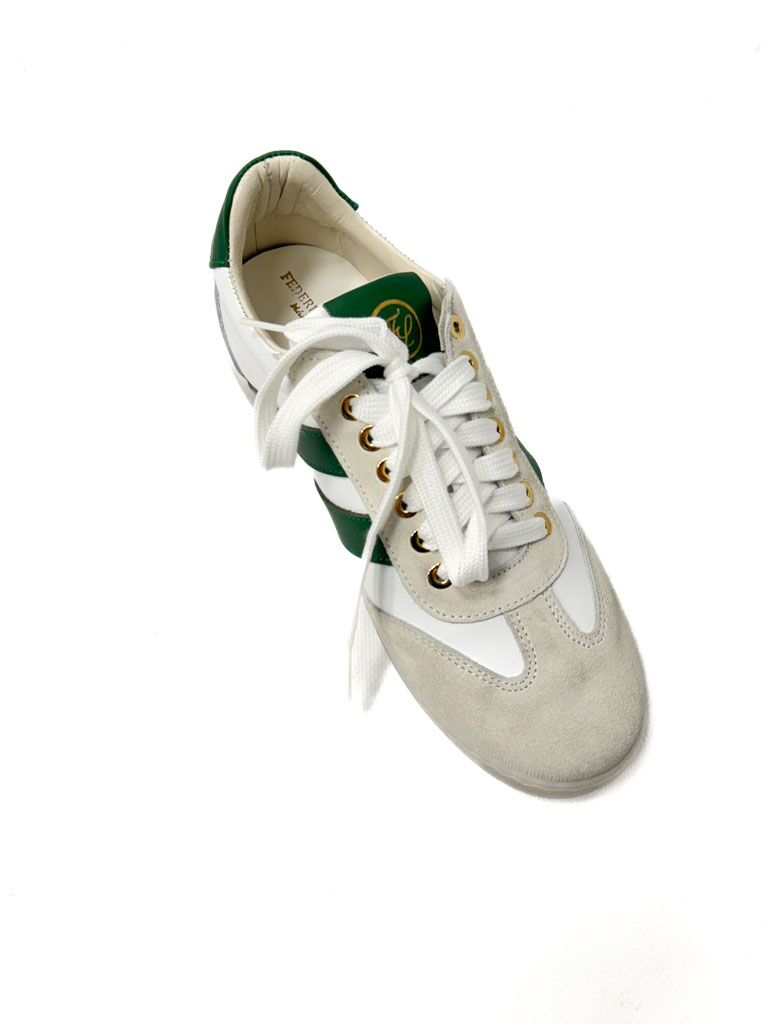 BUTY BIAŁE TRAMPKI Z ZIELONYMI ELEMENTAMI FEDERICA LANCIONI GIADA E4 - obrazek 2