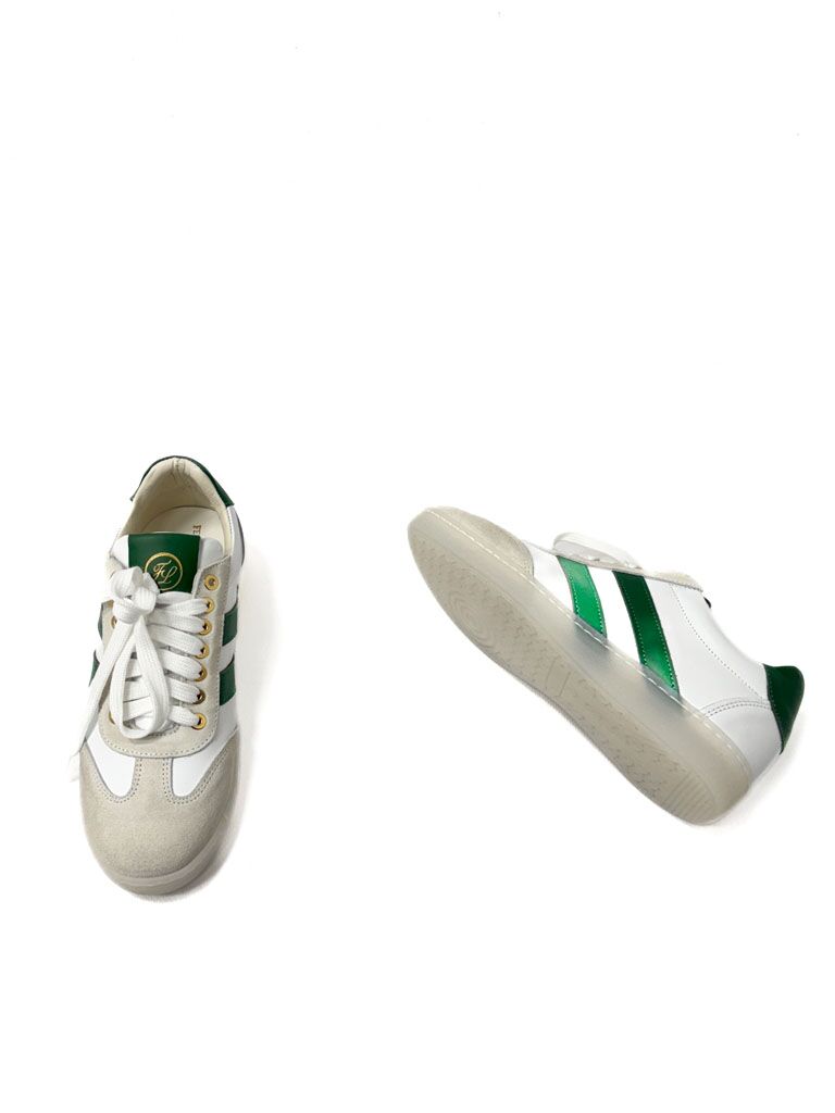 BUTY BIAŁE TRAMPKI Z ZIELONYMI ELEMENTAMI FEDERICA LANCIONI GIADA E4