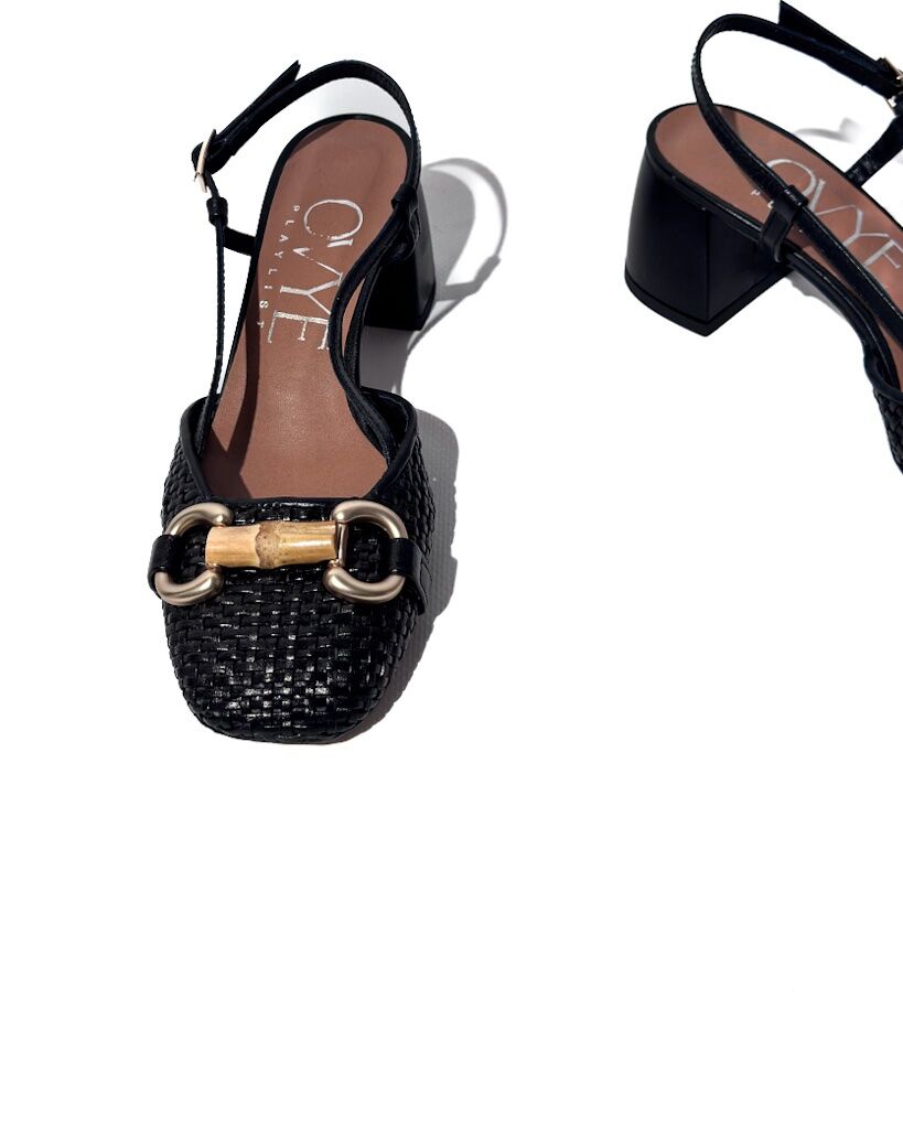 BUTY CZARNE SKÓRZANE SANDAŁY NA OBCASIE Z ODKRYTĄ PIĘTĄ ITALY OVYE AML6010 - obrazek 3