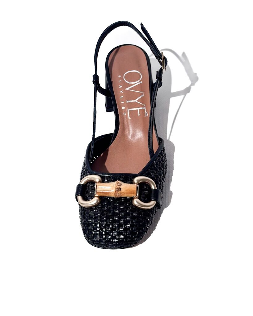 BUTY CZARNE SKÓRZANE SANDAŁY NA OBCASIE Z ODKRYTĄ PIĘTĄ ITALY OVYE AML6010 - obrazek 2