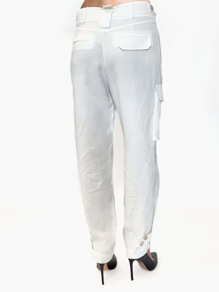 SPODNIE BIAŁE Z MATERIAŁU BABYLON UE00078 - obrazek 4