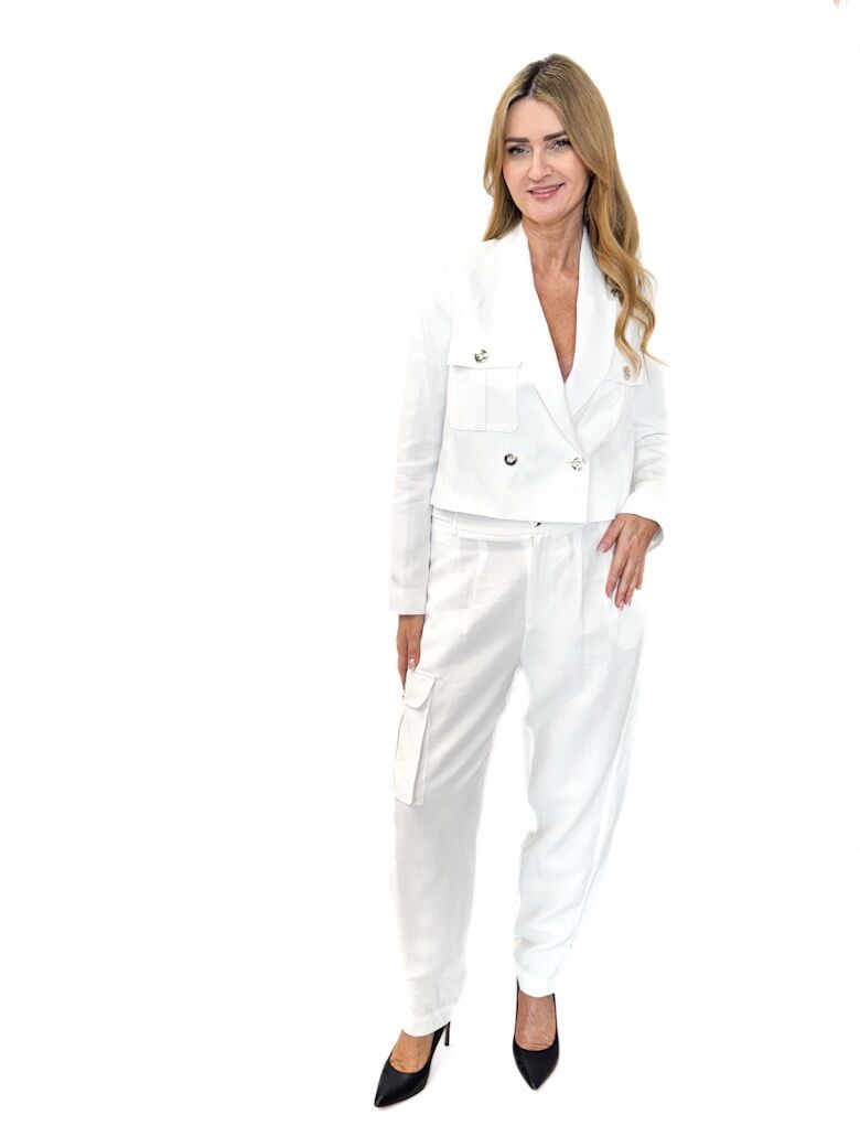 SPODNIE BIAŁE Z MATERIAŁU BABYLON UE00078 - obrazek 3