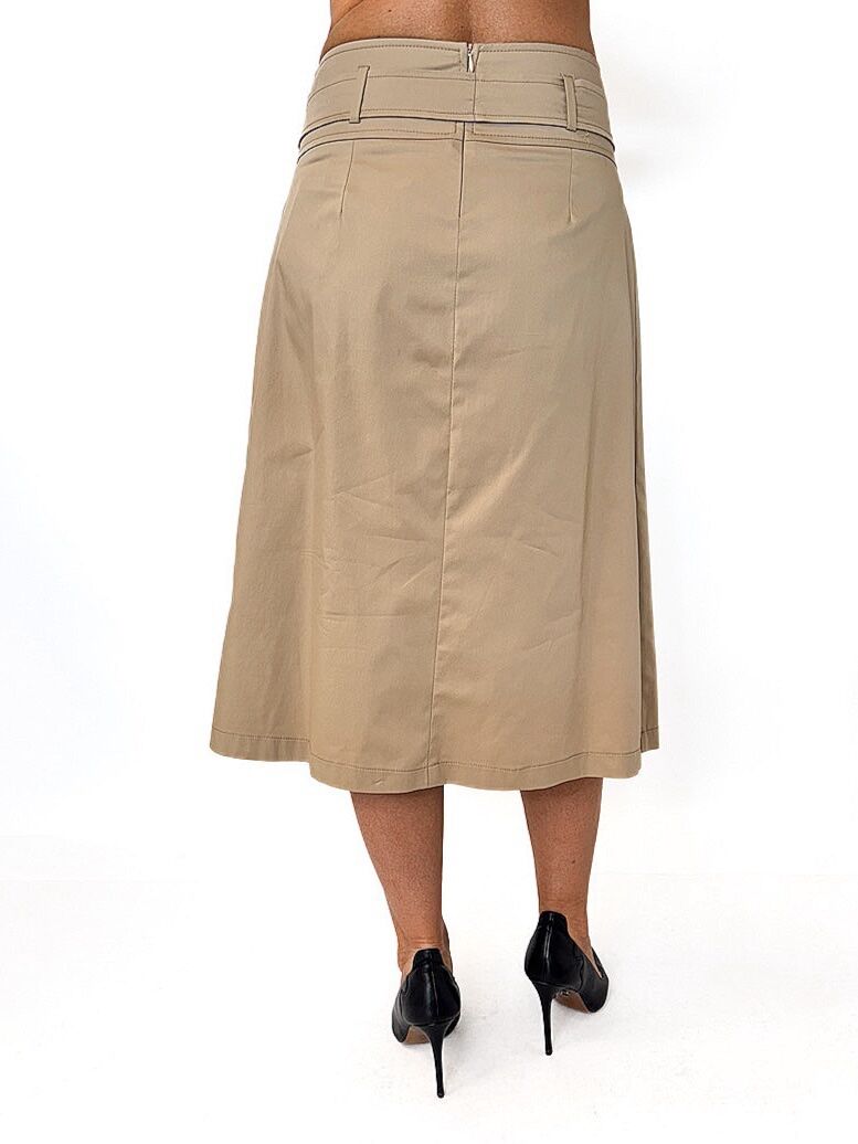 SPÓDNICA CAMELOWA Z MATERIAŁU ZA KOLANO ARTIGLI ACGO000842 - obrazek 3