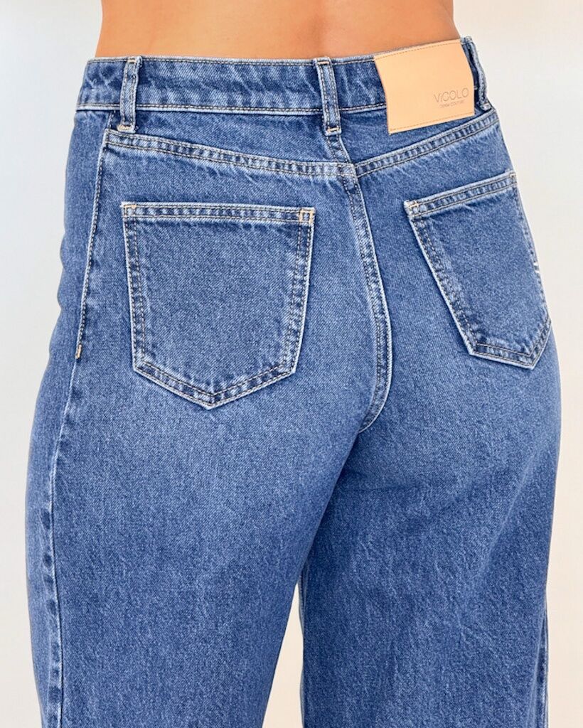 NIEBIESKIE JEANSY Z SZEROKĄ NOGAWKĄ VICOLO DD5240 - obrazek 4