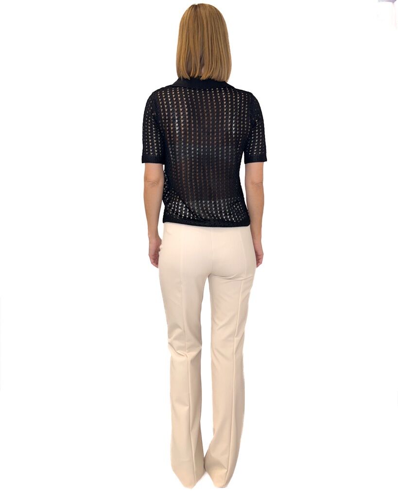 SPODNIE KREMOWE DZWONY Z MATERIAŁU BABYLON ZS00564 - obrazek 4