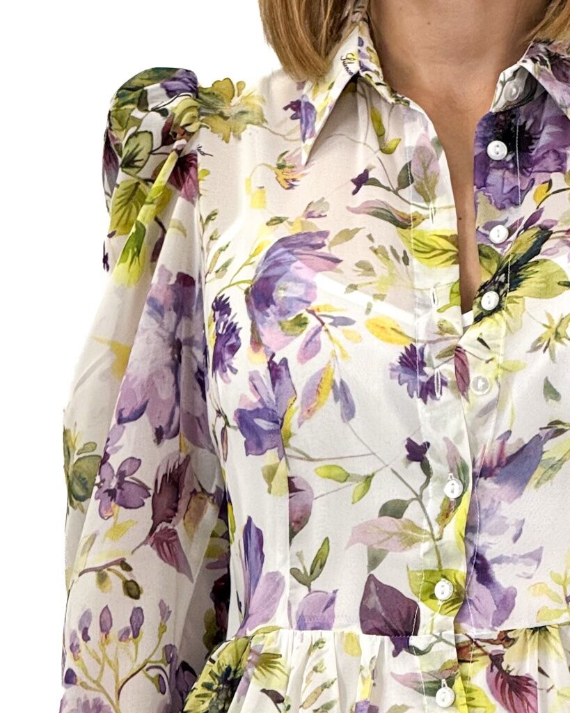 SUKIENKA KOSZULOWA DŁUGA W KWIATY SILENCE SLAB4138 - obrazek 2