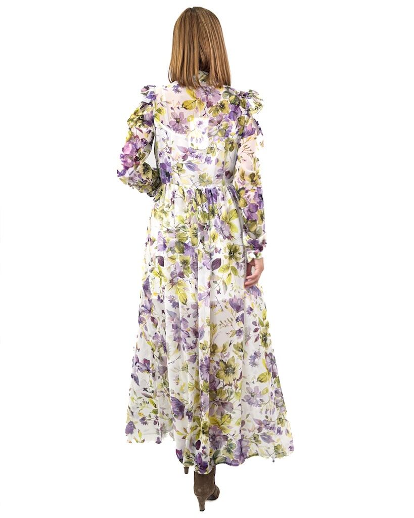 SUKIENKA KOSZULOWA DŁUGA W KWIATY SILENCE SLAB4138 - obrazek 4