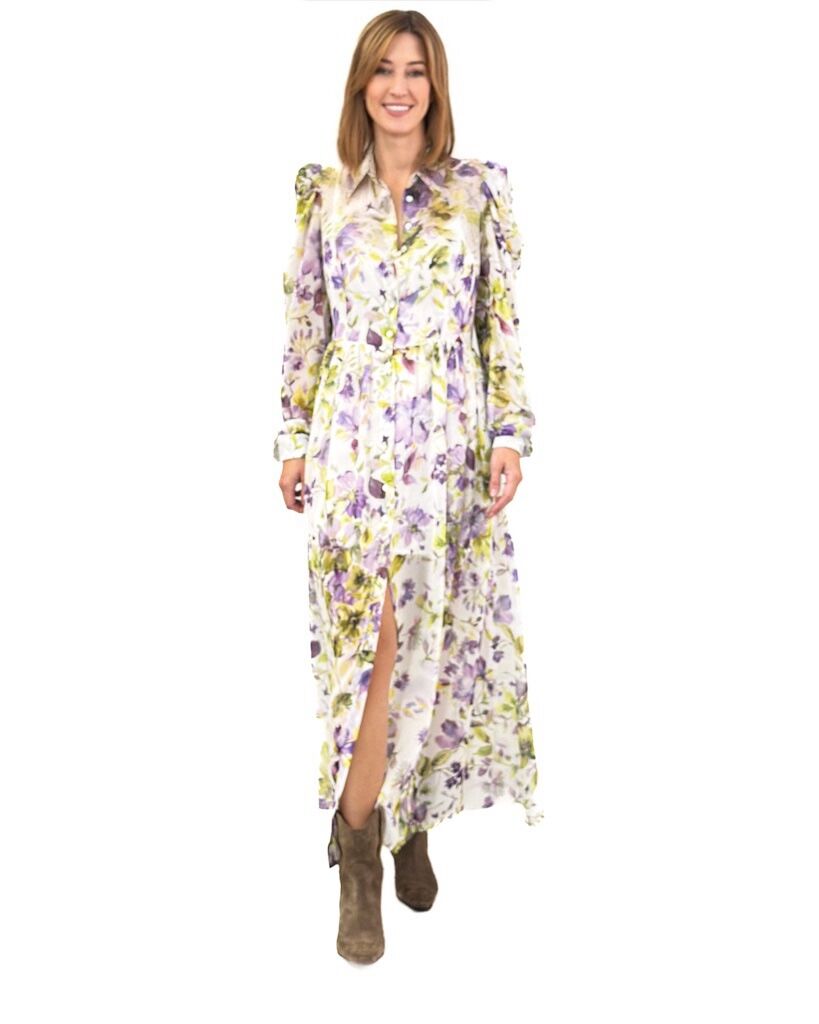 SUKIENKA KOSZULOWA DŁUGA W KWIATY SILENCE SLAB4138