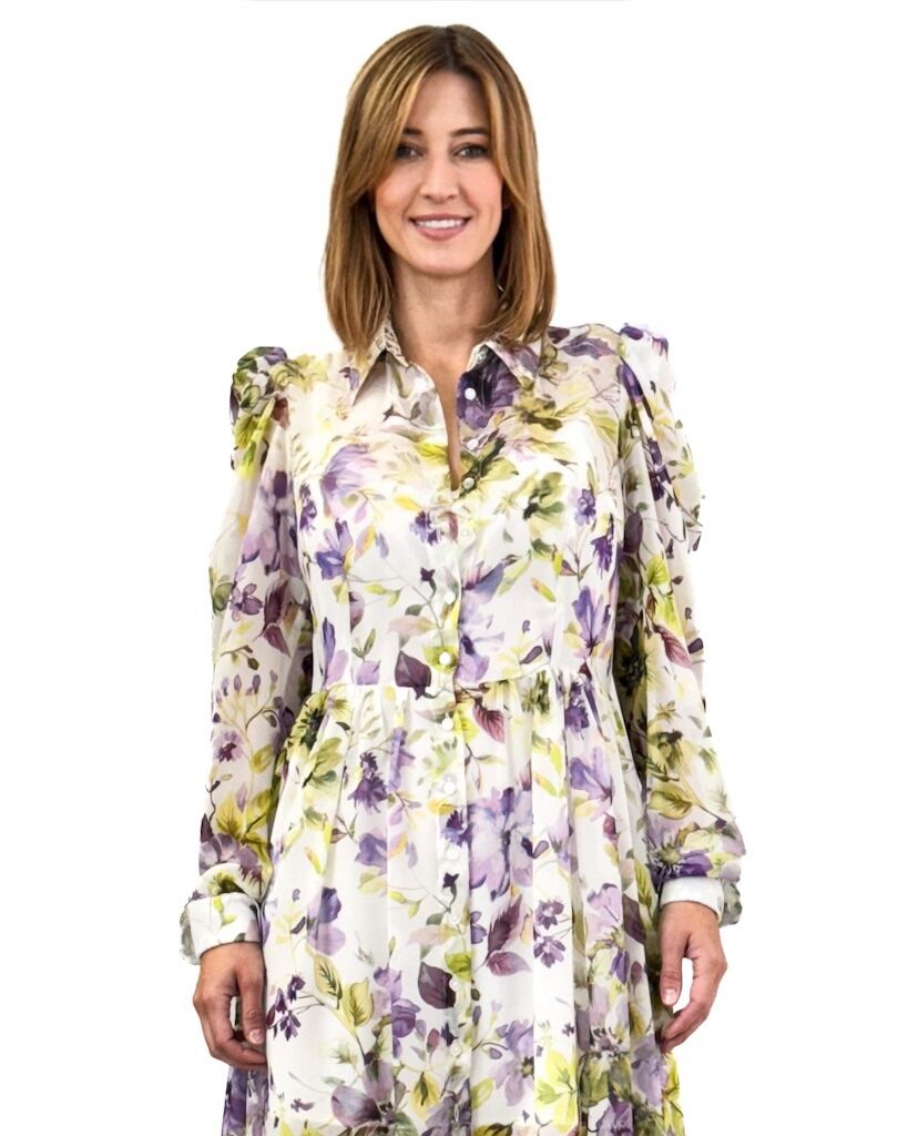 SUKIENKA KOSZULOWA DŁUGA W KWIATY SILENCE SLAB4138 - obrazek 3