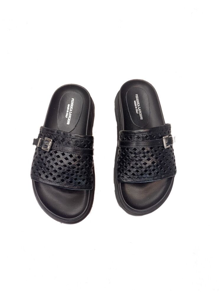 KLAPKI CZARNE SKÓRZANE SAN13 - obrazek 5