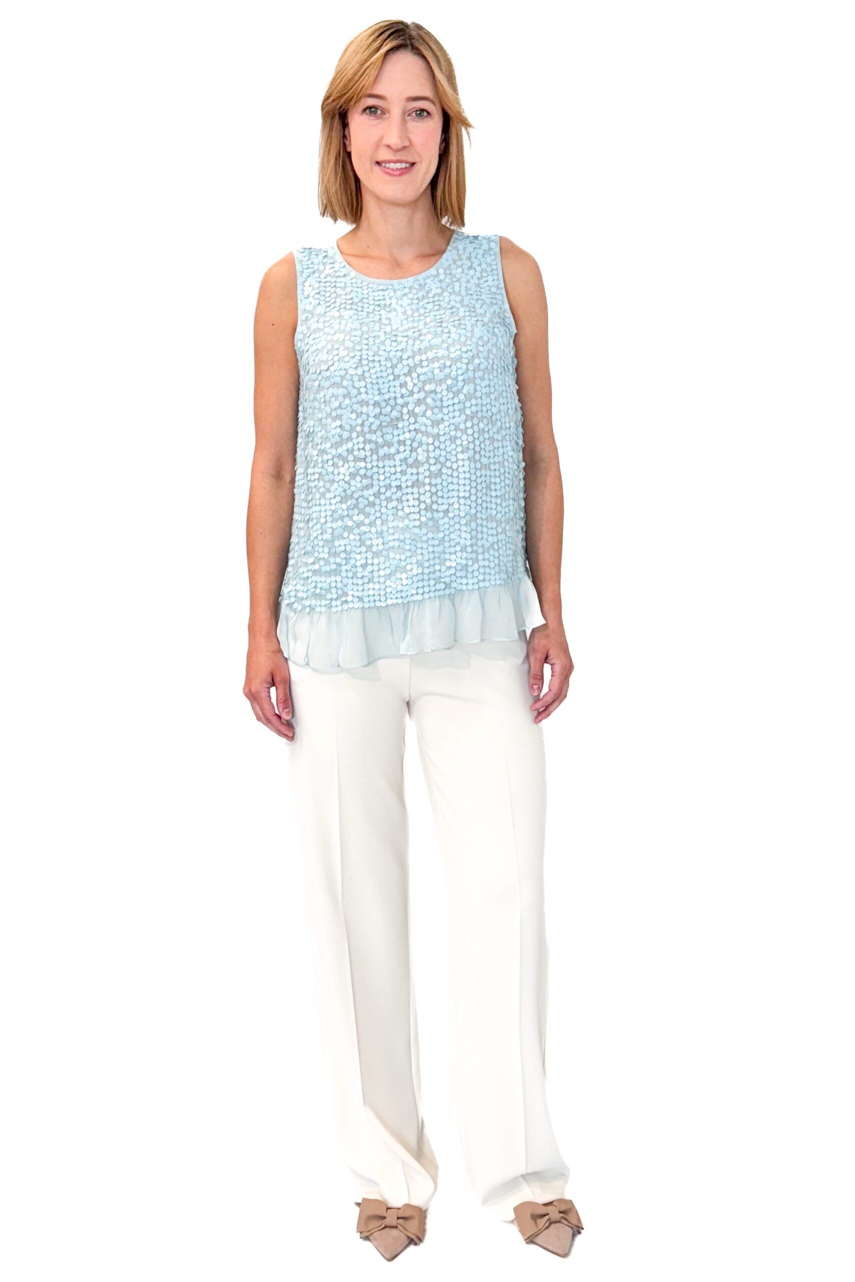 BLUZKA BŁĘKITNA Z CEKINAMI CRISTINAEFFE 8PF 1252 - obrazek 3