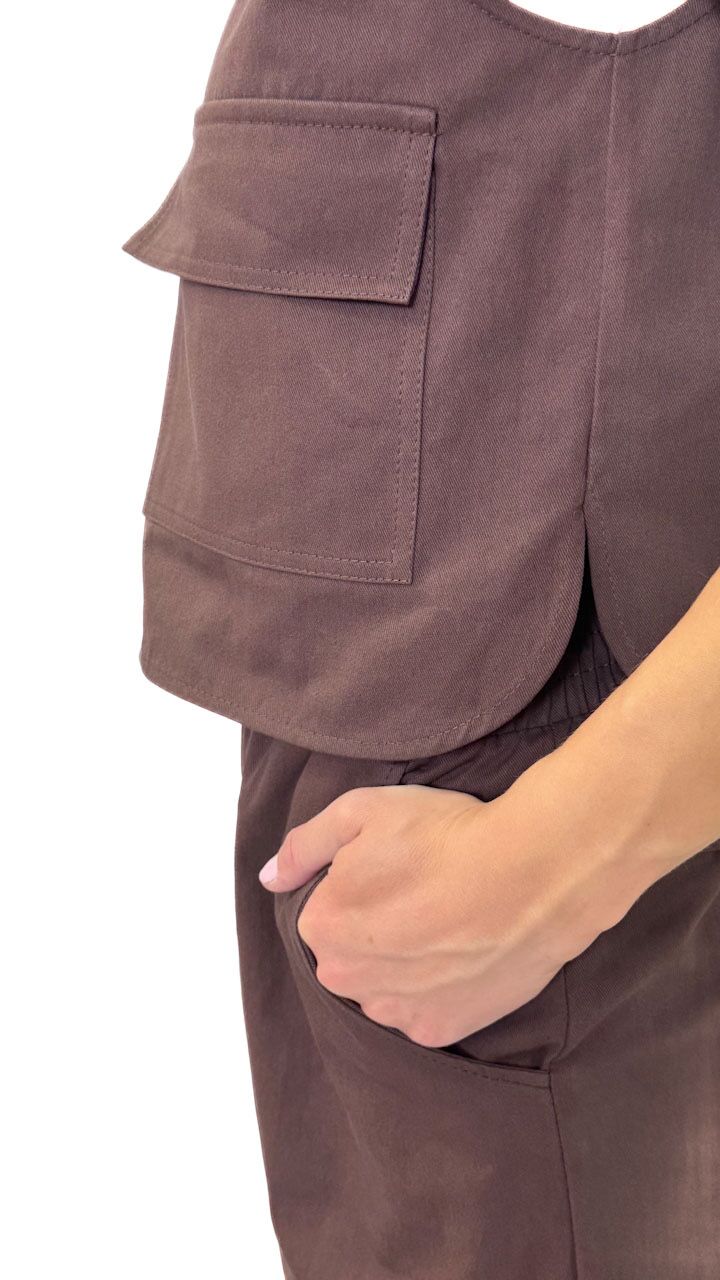 KAMIZELKA BRĄZOWA ZAPINANA NA SUWAK LUŹNY FASON IMPERIAL LC85JTX - obrazek 4