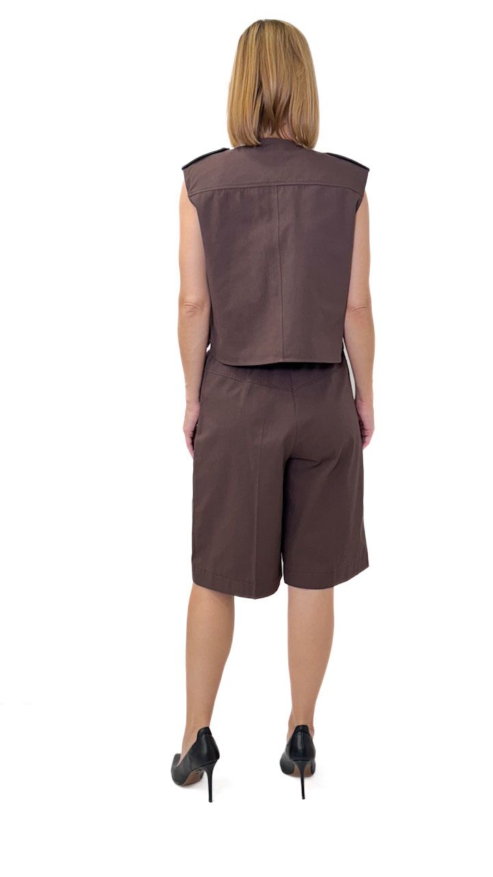 KAMIZELKA BRĄZOWA ZAPINANA NA SUWAK LUŹNY FASON IMPERIAL LC85JTX - obrazek 5