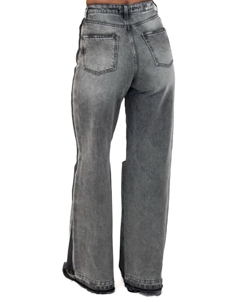 SZARE SZEROKIE JEANSY Z PRZETARCIAMI MOM TAMARA - obrazek 2