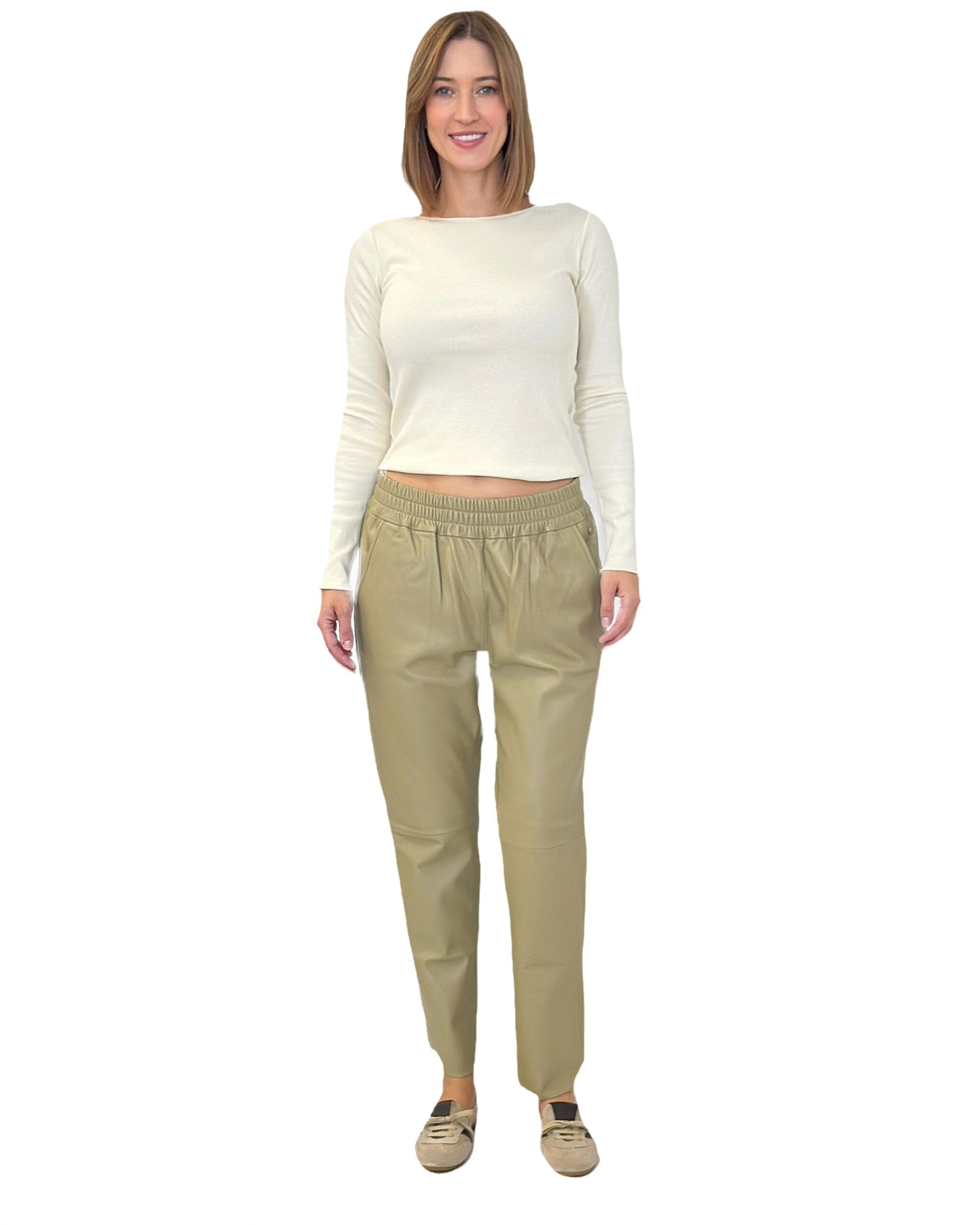 OLIWKOWE SKÓRZANE SPODNIE DAMSKIE MOS MOSH 146390 - obrazek 5