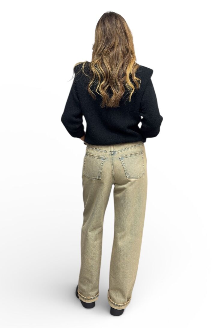 Szerokie spodnie piaskowe jeansy damskie Souvenir M38G0 - obrazek 5