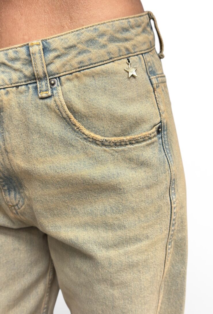 Szerokie spodnie piaskowe jeansy damskie Souvenir M38G0 - obrazek 4