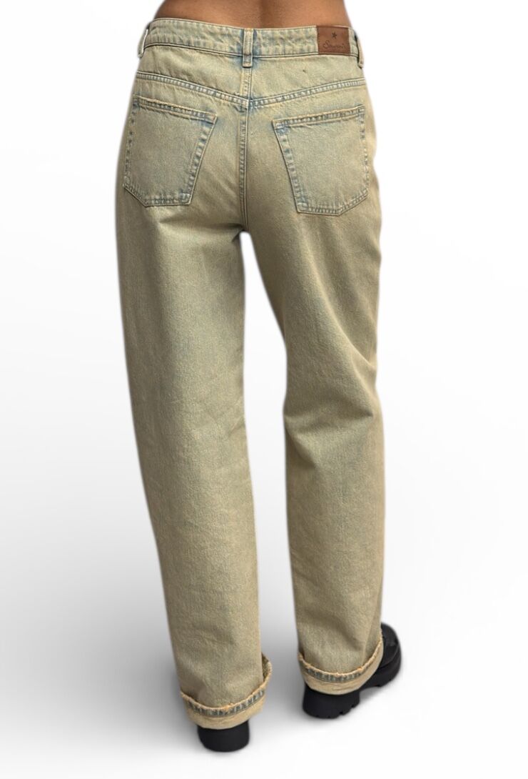 Szerokie spodnie piaskowe jeansy damskie Souvenir M38G0 - obrazek 2