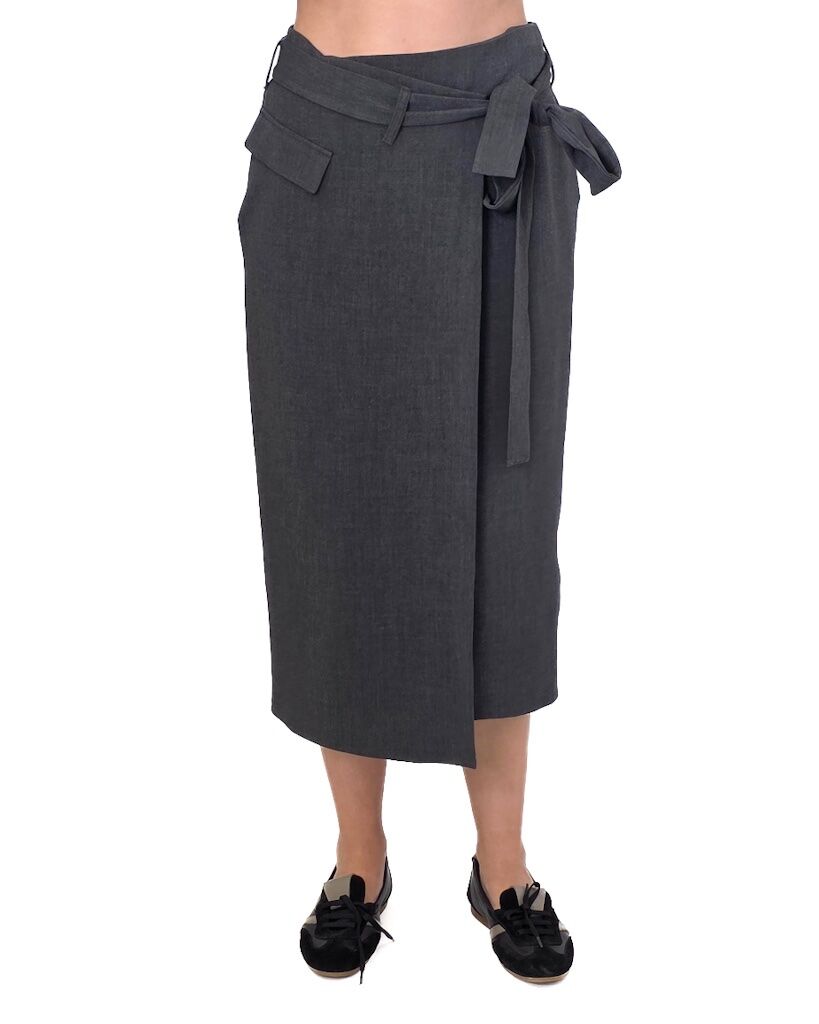 SZARA SPÓDNICA Z MATERIAŁU IMPERIAL GLV2IFU - obrazek 3