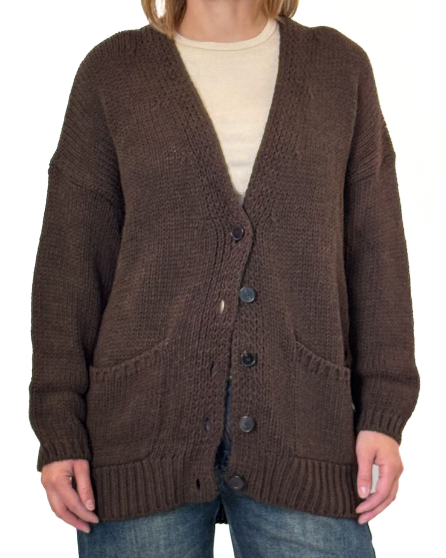 BRĄZOWY KARDIGAN DAMSKI VICOLO 33017F - obrazek 2