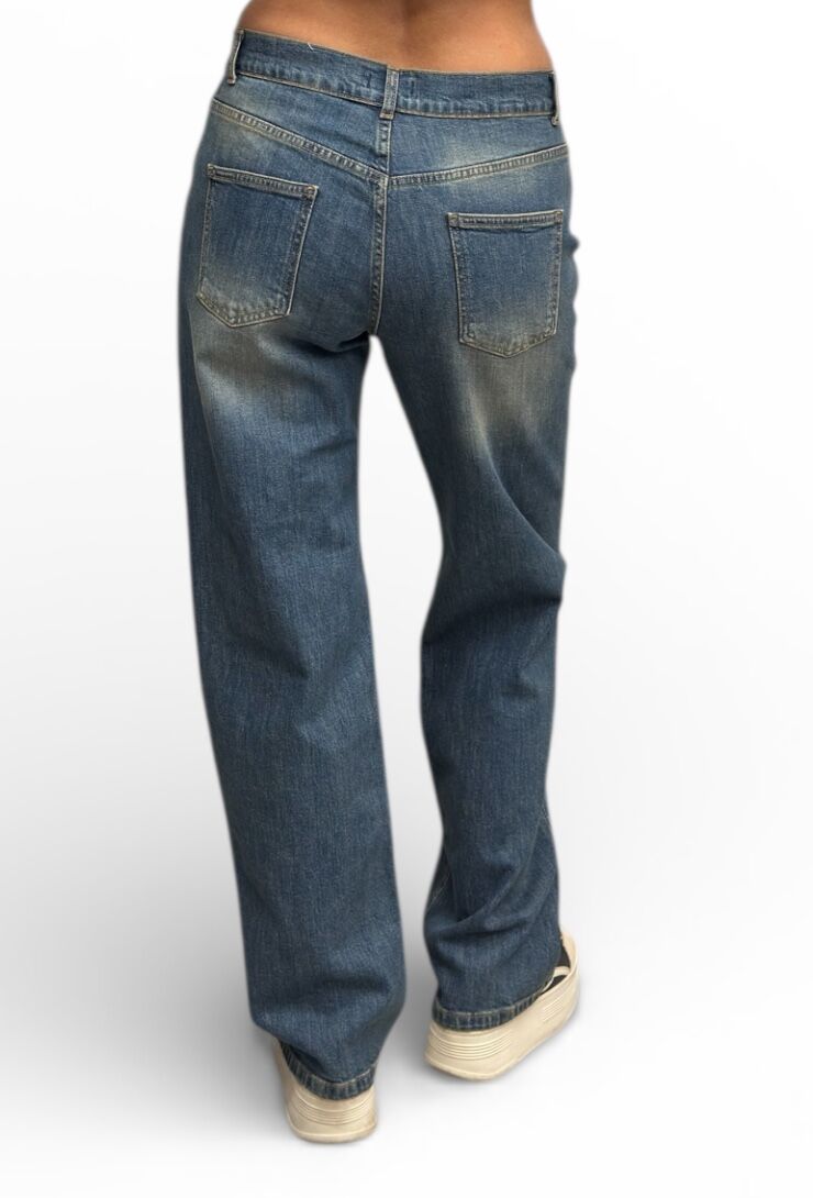 Niebieskie proste jeansy damskie PIA B JIQUA - obrazek 3