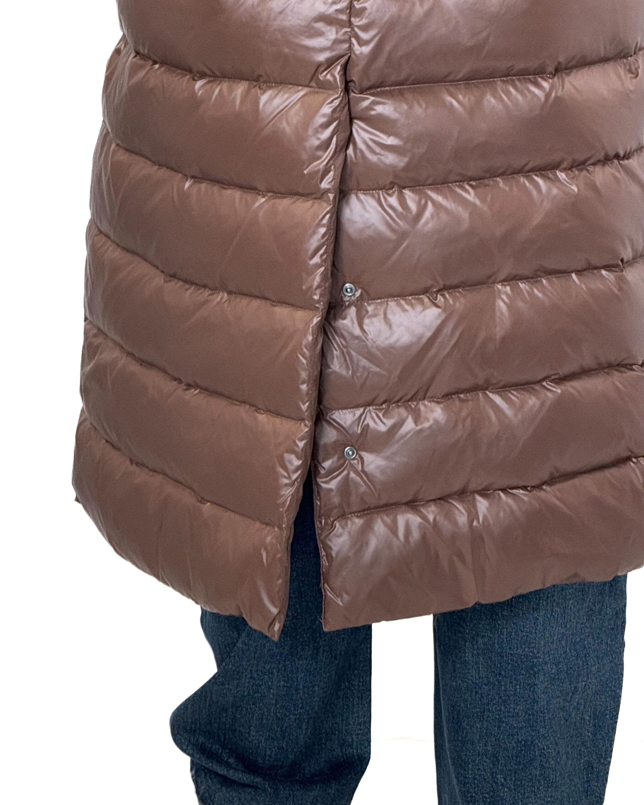 CZEKOLADOWA DŁUGA PIKOWANA KURTKA SKILLS W263ELA - obrazek 3