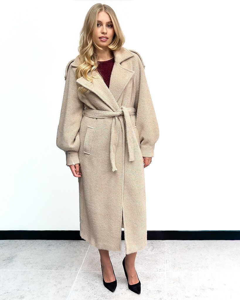 PIASKOWY DŁUGI PŁASZCZ DAMSKI SILENCE SD5070