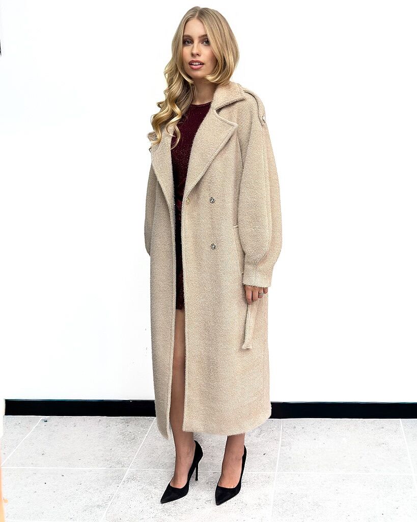 PIASKOWY DŁUGI PŁASZCZ DAMSKI SILENCE SD5070 - obrazek 4